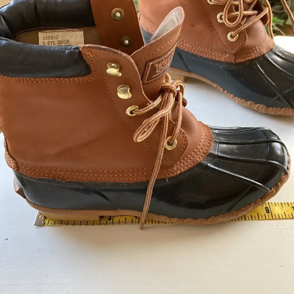 Weather Spirits Leather Five Eye Lace Up Steel Shank Winter Duck Boots Size 6